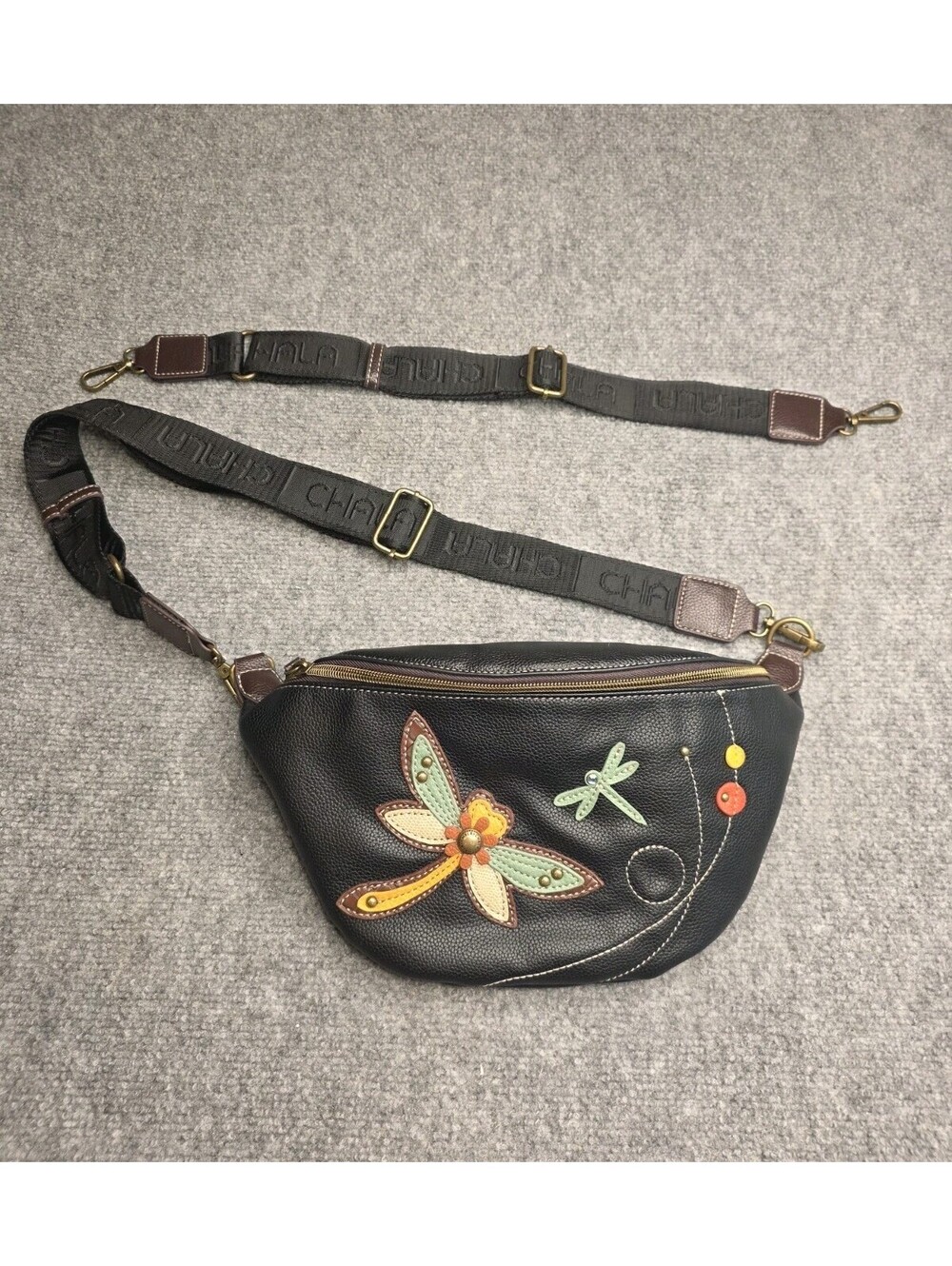 CHALA Dragonfly Fanny Pack Convertible Crossbody Sling Waist Bag Black NWOT